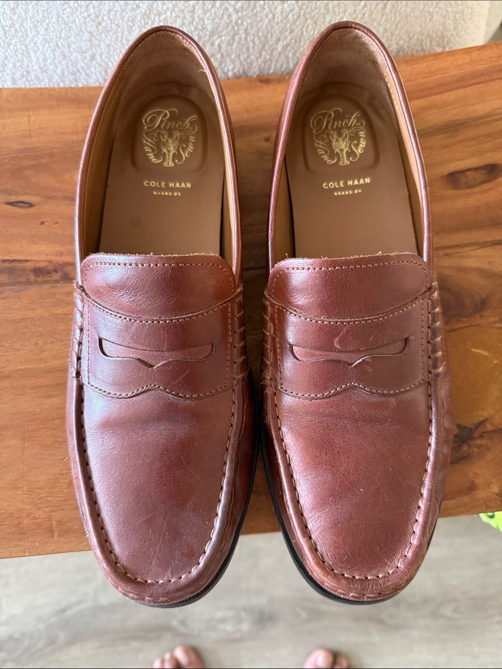 Cole Haan Men’s Chestnut Brown Leather Penny Loafers